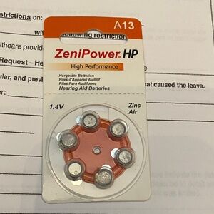 ZeniPower HP Hearing Aid Batteries A13